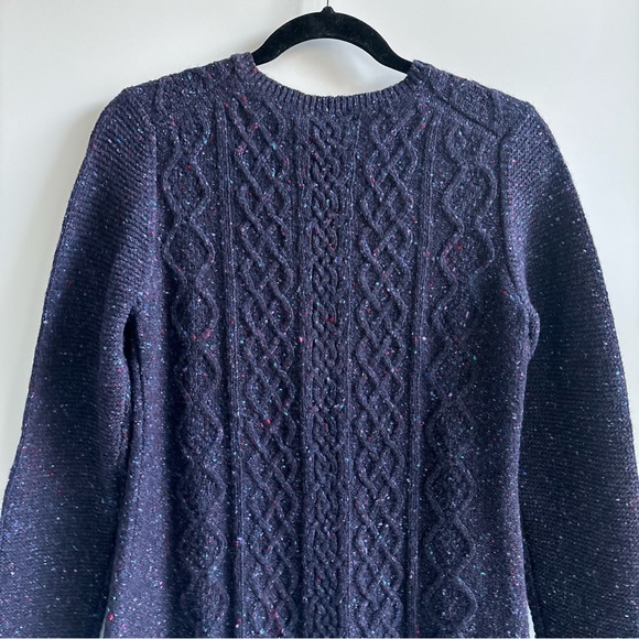 Theory Mayly Fleck Wool Mohair Cable Knit Sweater Dress Purple Fleck Size Large - Picture 7 of 17